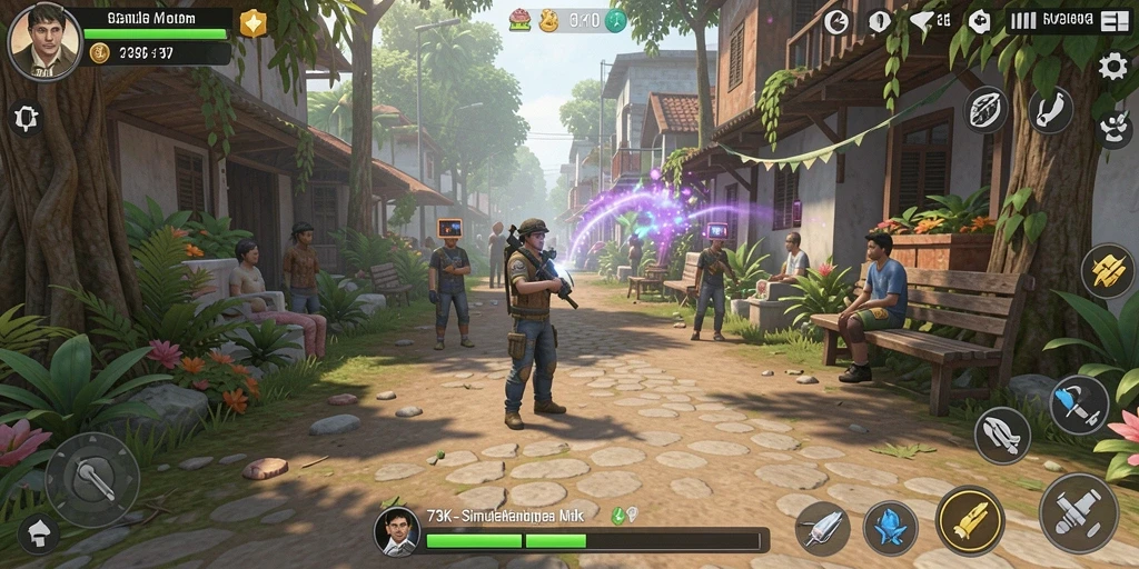Tampilan gameplay <strong>73K</strong> yang menarik dengan karakter dan lingkungan yang kaya.