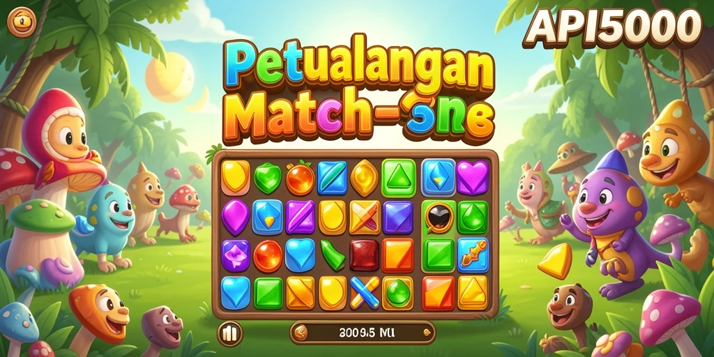 Tangkapan layar menunjukkan gameplay seru dari game Match-3 API5000.