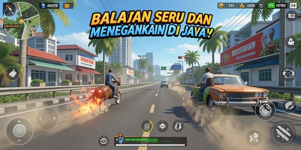 Tampilan gameplay HOYE55 yang mendebarkan saat balapan di jalanan.