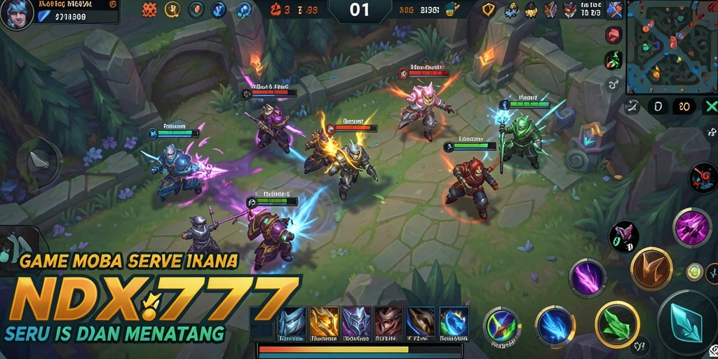 Screenshot gameplay seru dari IDX777 yang menunjukkan aksi MOBA intens.