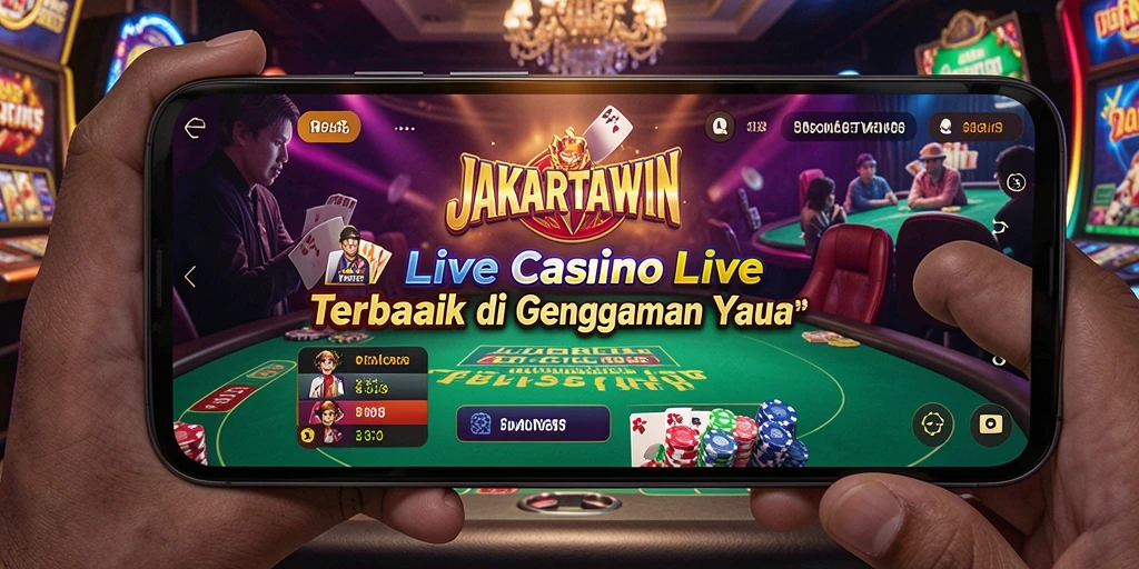 Screenshot gameplay JAKARTAWIN menampilkan dealer profesional dan suasana kasino yang nyata.
