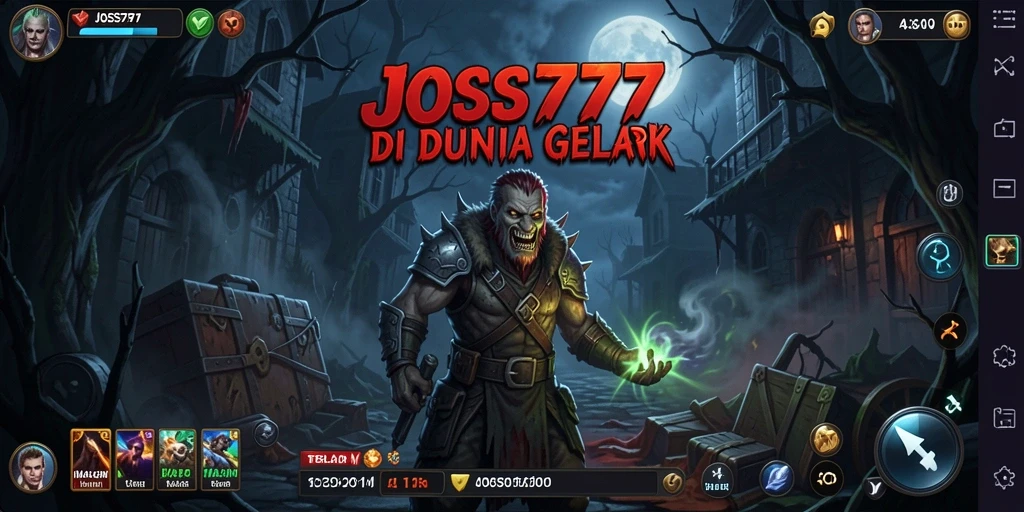 Gameplay JOSS777 menampilkan suasana mencekam dengan hantu menyeramkan.