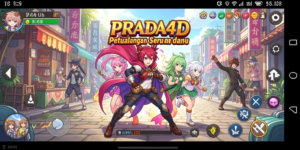 Tampilan gameplay seru dari PRADA4D dengan karakter anime yang memukau.