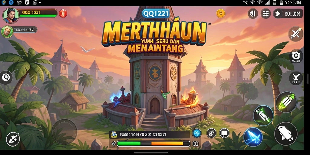 Tampilan gameplay QQ1221 yang penuh aksi dalam pertahanan menara.