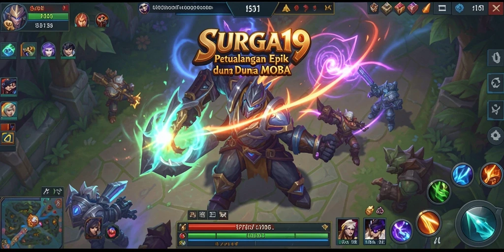 Tangkapan layar gameplay SURGA19 dengan aksi karakter MOBA.
