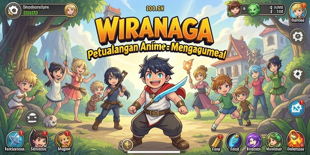 Tampilan screenshot game menunjukkan aksi karakter dalam WIRANAGA